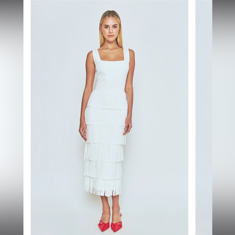 Endless Rose White Tiered Midi Dress